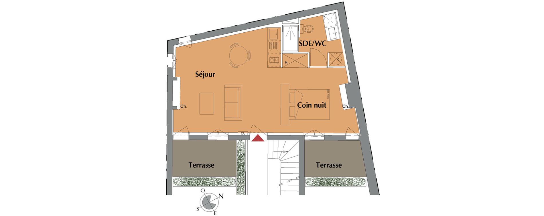 Appartement T1 de 39,00 m2 &agrave; Bordeaux Capucins victoire