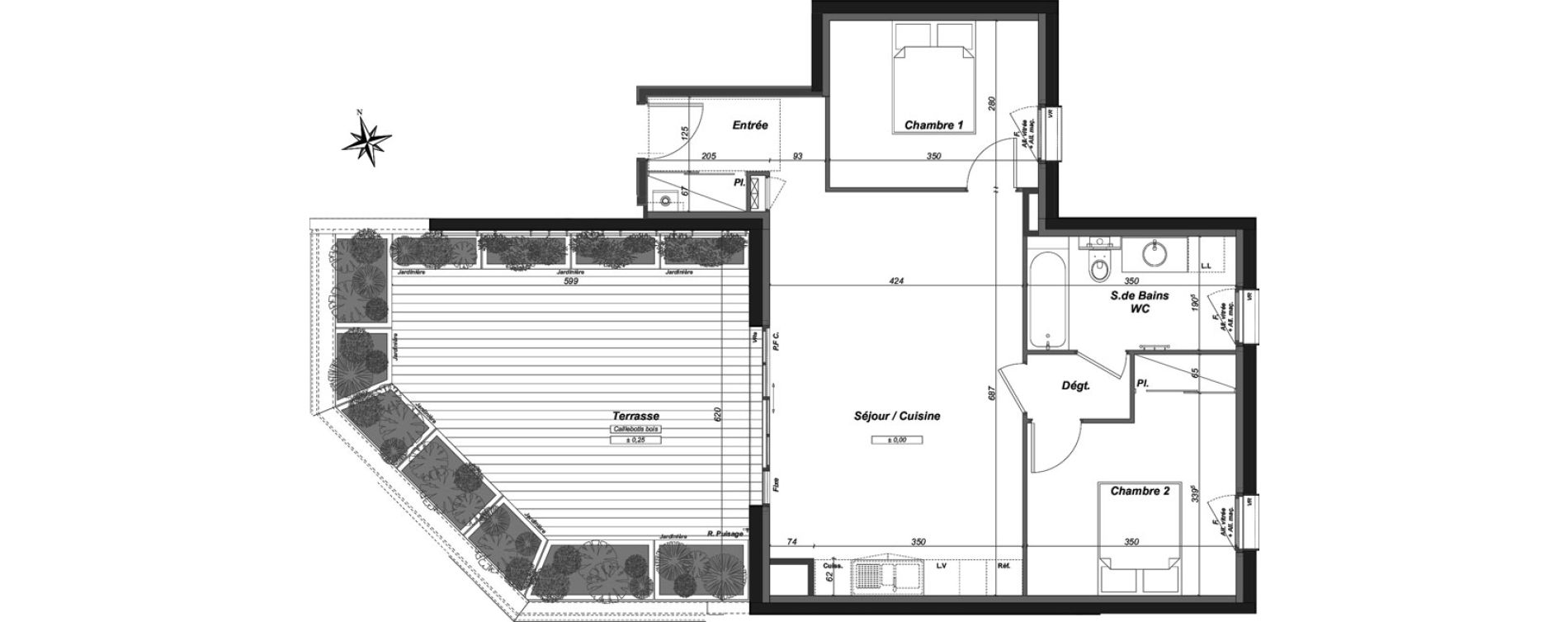 Appartement T3 de 63,83 m2 &agrave; Bordeaux Cauderan