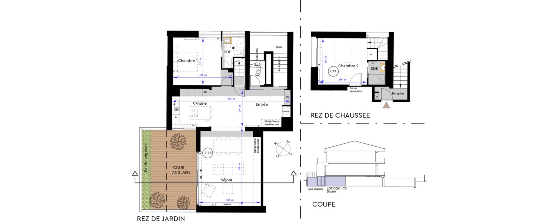 Duplex T3 de 95,30 m2 &agrave; Bordeaux Saint-seurin