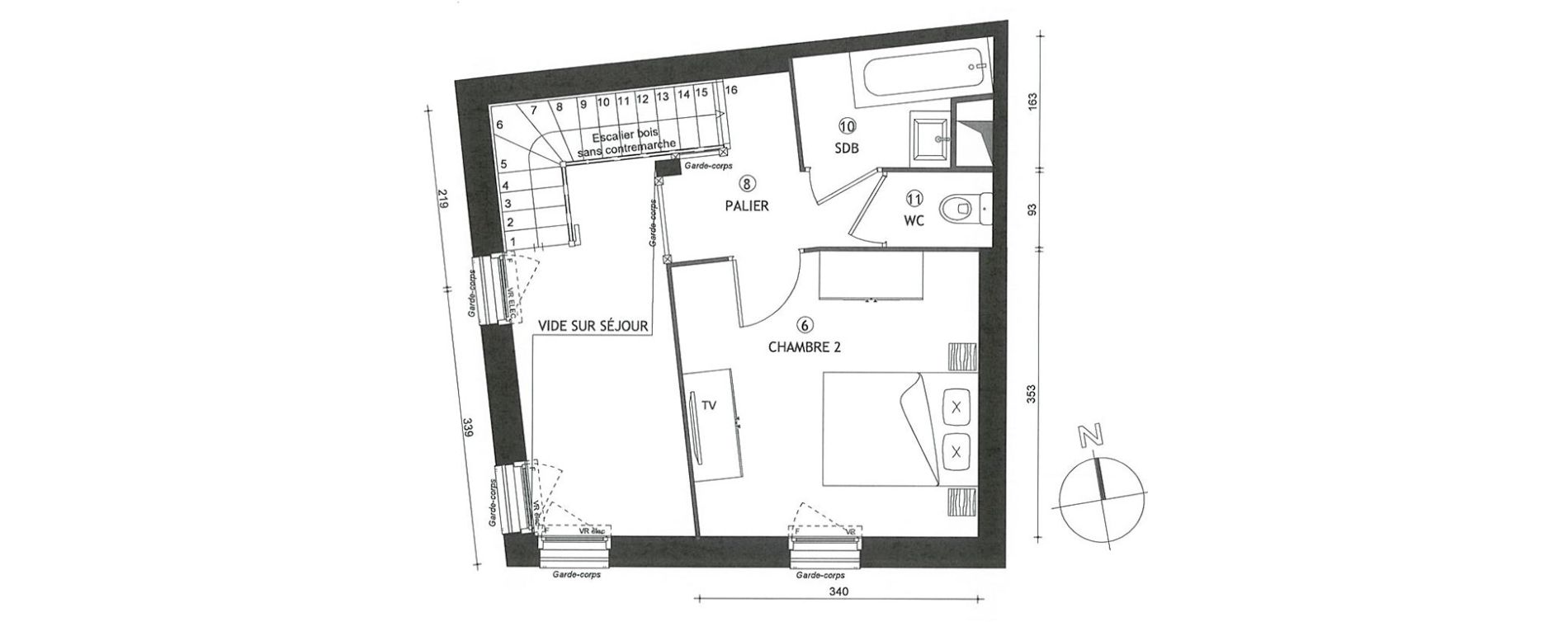 Duplex T3 de 70,40 m2 &agrave; Bordeaux Bassins a flot