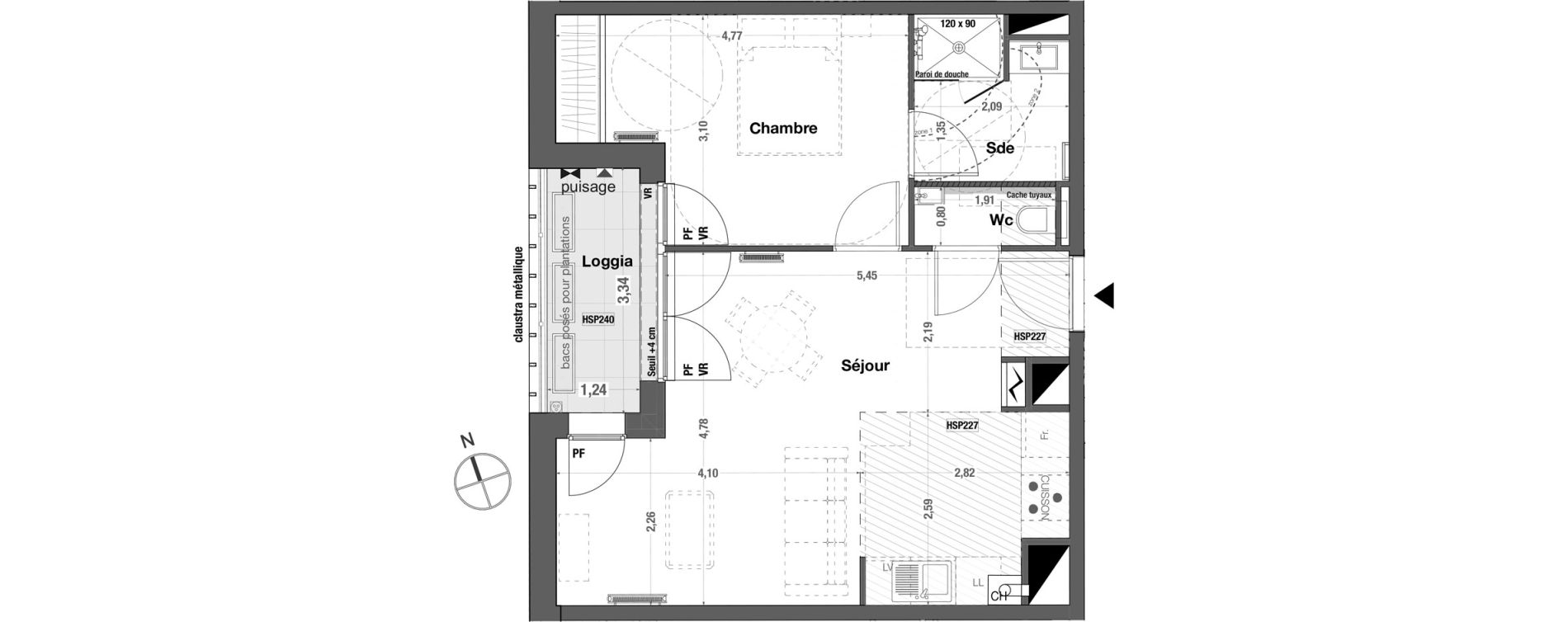 Appartement T2 de 46,80 m2 &agrave; Bordeaux Cauderan