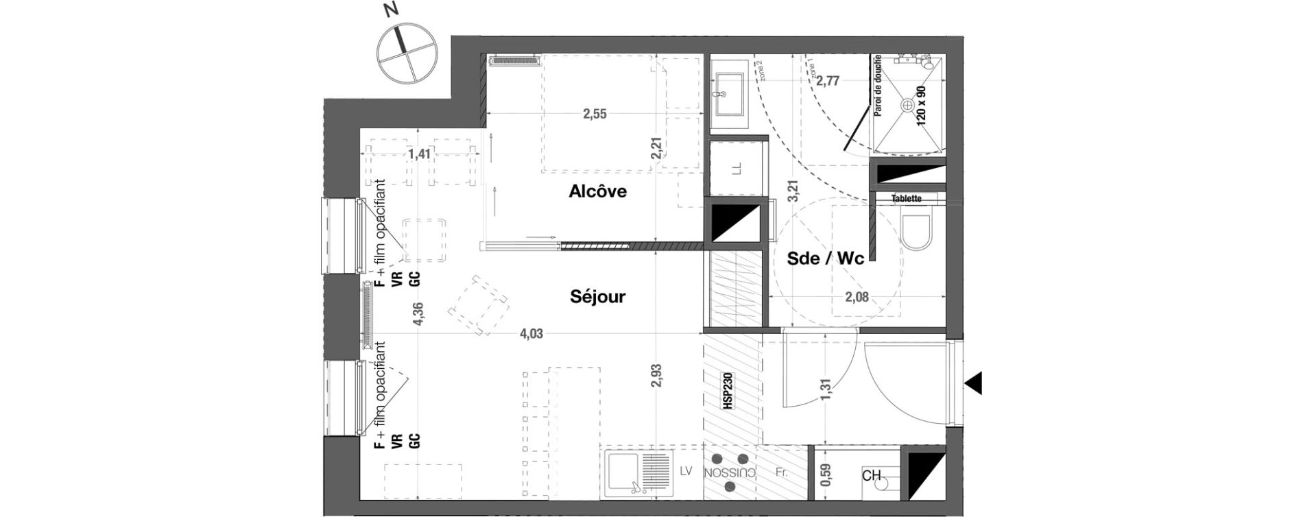 Appartement T1 bis de 32,90 m2 &agrave; Bordeaux Cauderan