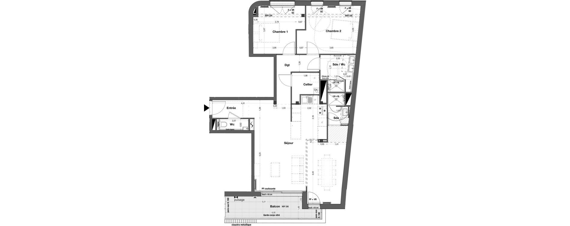 Appartement T3 de 91,90 m2 &agrave; Bordeaux Cauderan