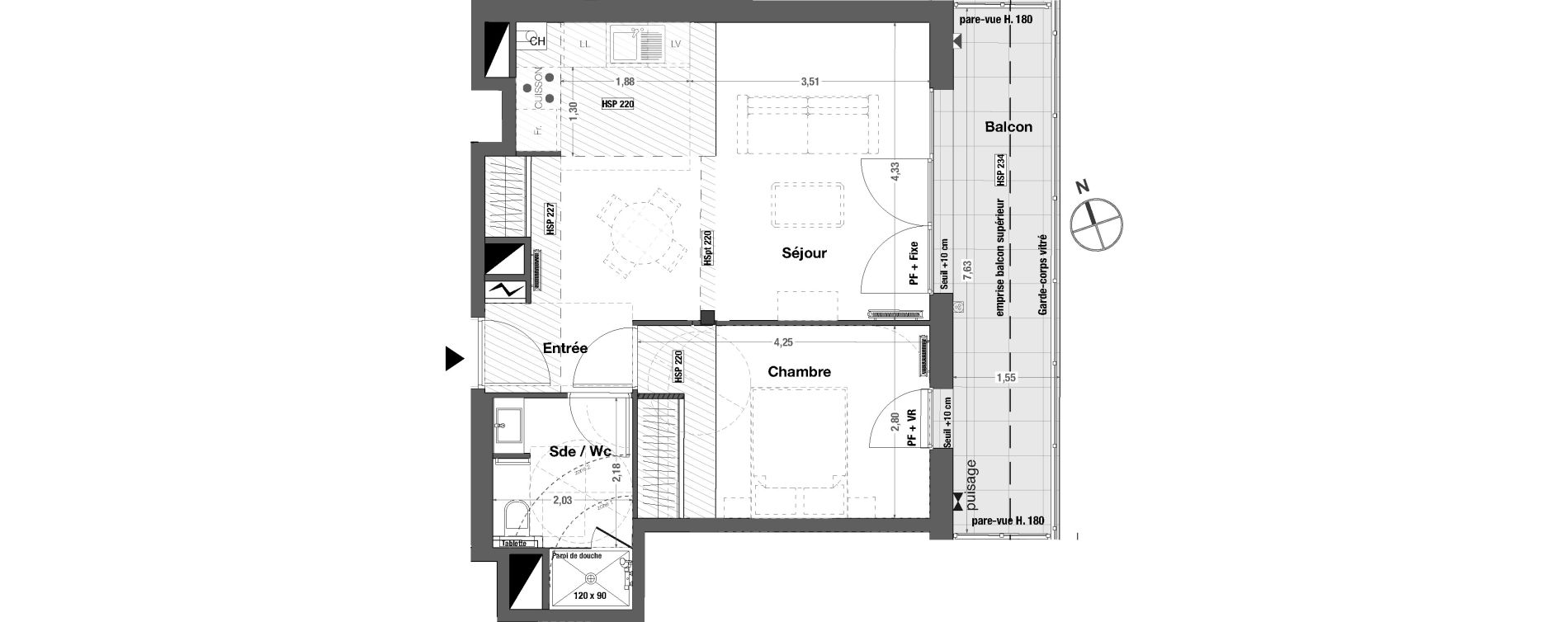 Appartement T2 de 45,80 m2 &agrave; Bordeaux Cauderan