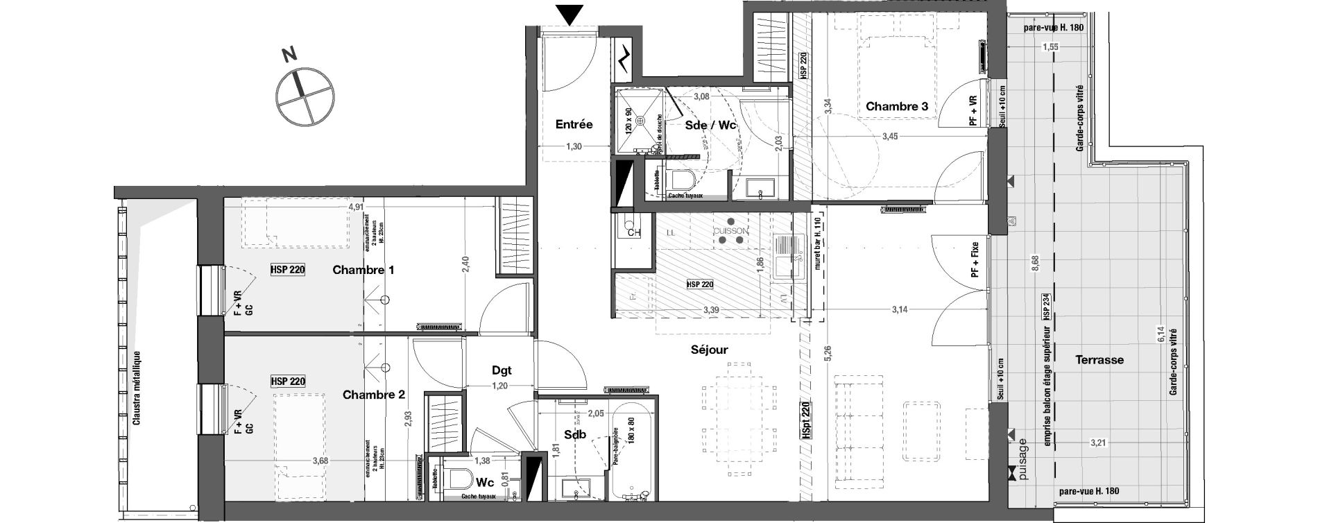 Appartement T4 de 90,60 m2 &agrave; Bordeaux Cauderan