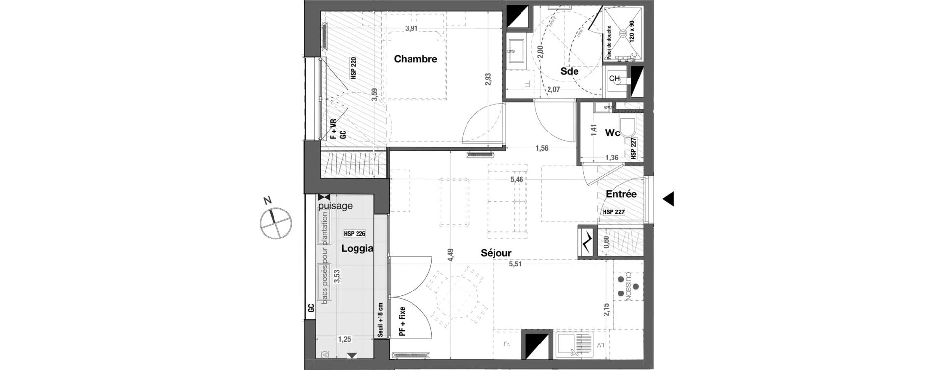 Appartement T2 de 44,10 m2 &agrave; Bordeaux Cauderan