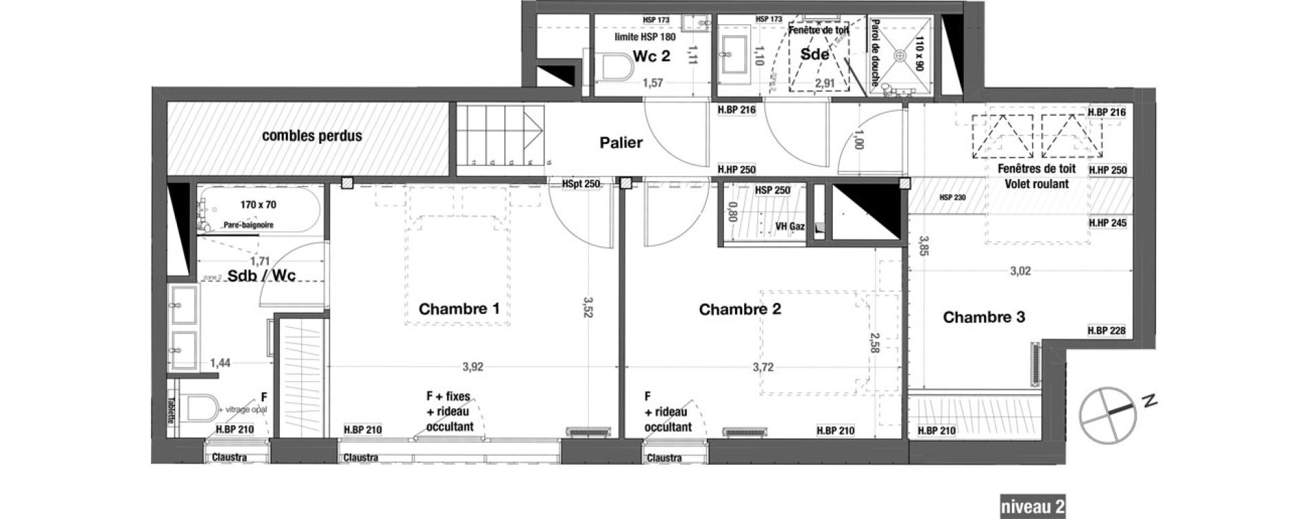 Duplex T4 de 87,70 m2 &agrave; Bordeaux Cauderan