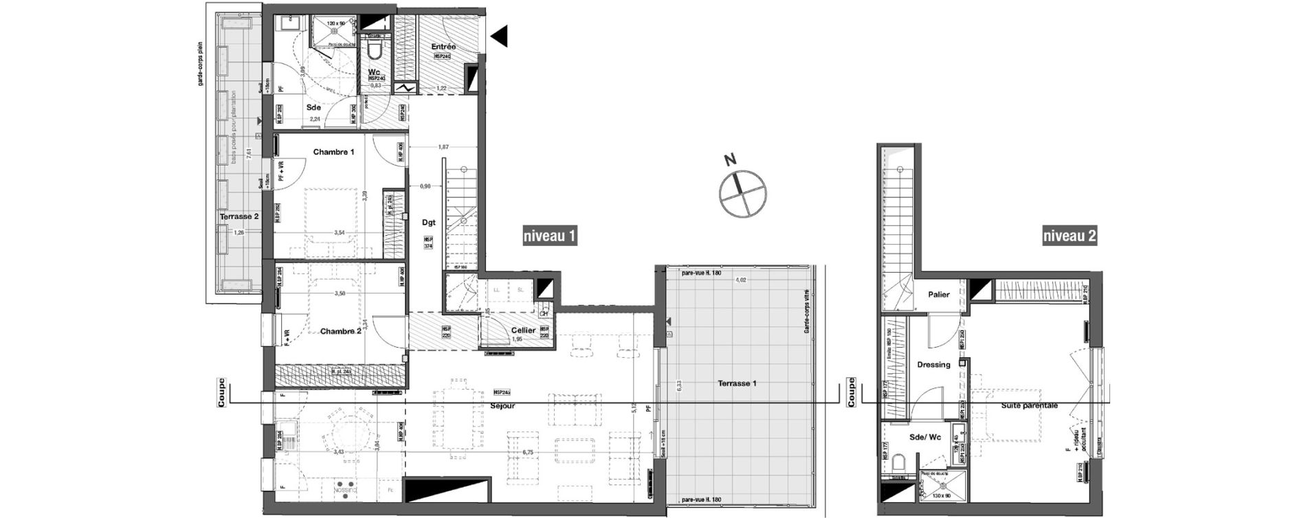 Duplex T4 de 119,90 m2 &agrave; Bordeaux Cauderan