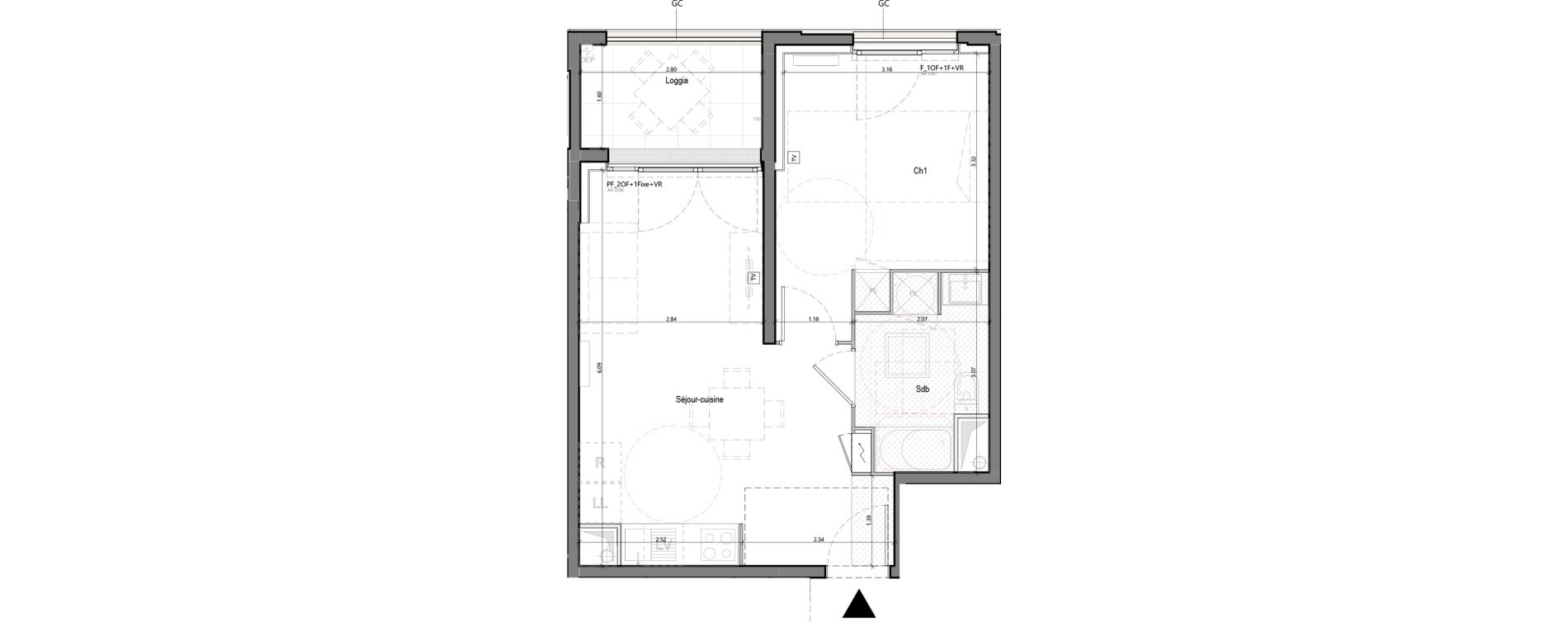 Appartement T2 de 39,81 m2 &agrave; Bruges Terrefort