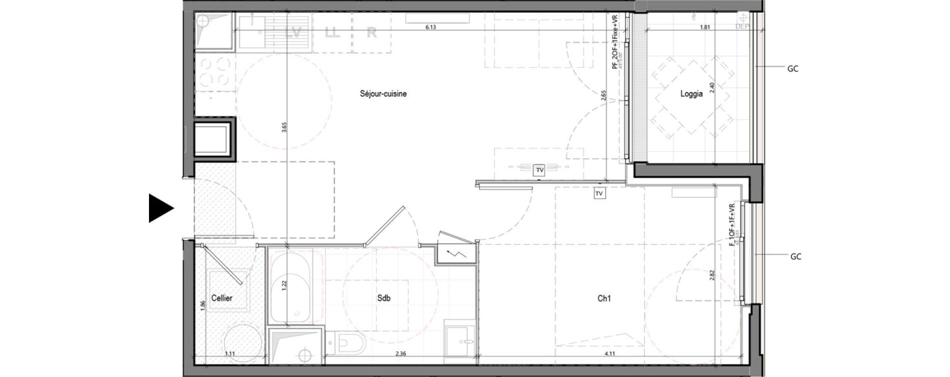 Appartement T2 de 40,56 m2 &agrave; Bruges Terrefort