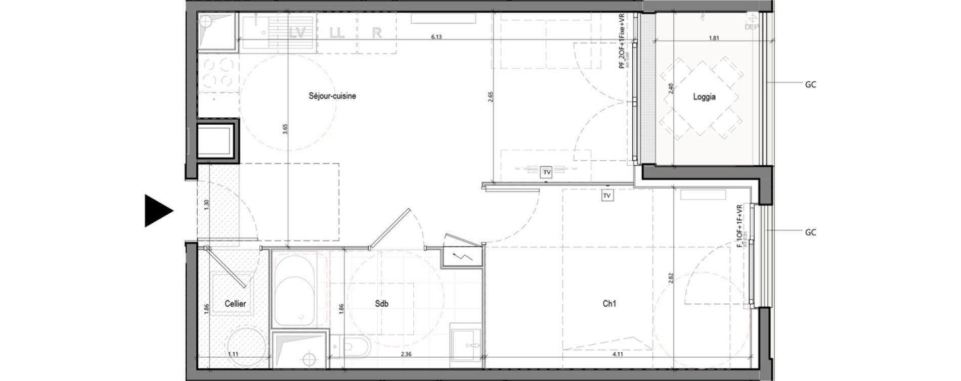 Appartement T2 de 40,56 m2 &agrave; Bruges Terrefort