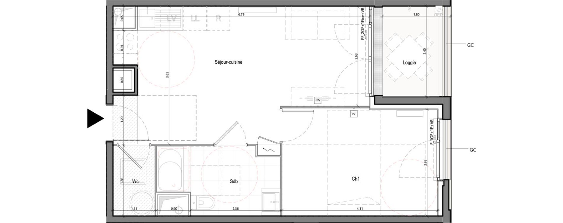 Appartement T2 de 40,52 m2 &agrave; Bruges Terrefort