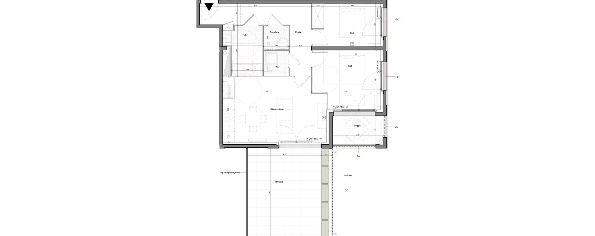 Appartement T3 de 60,93 m2 &agrave; Bruges Terrefort