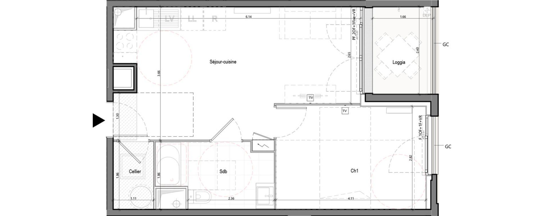 Appartement T2 de 40,52 m2 &agrave; Bruges Terrefort