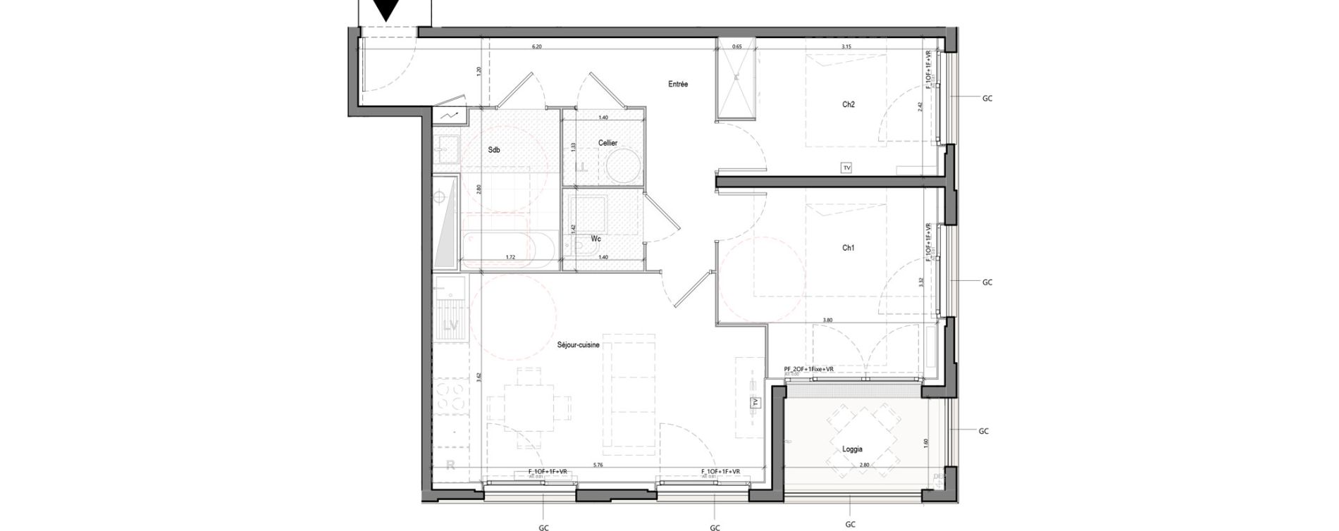 Appartement T3 de 60,92 m2 &agrave; Bruges Terrefort