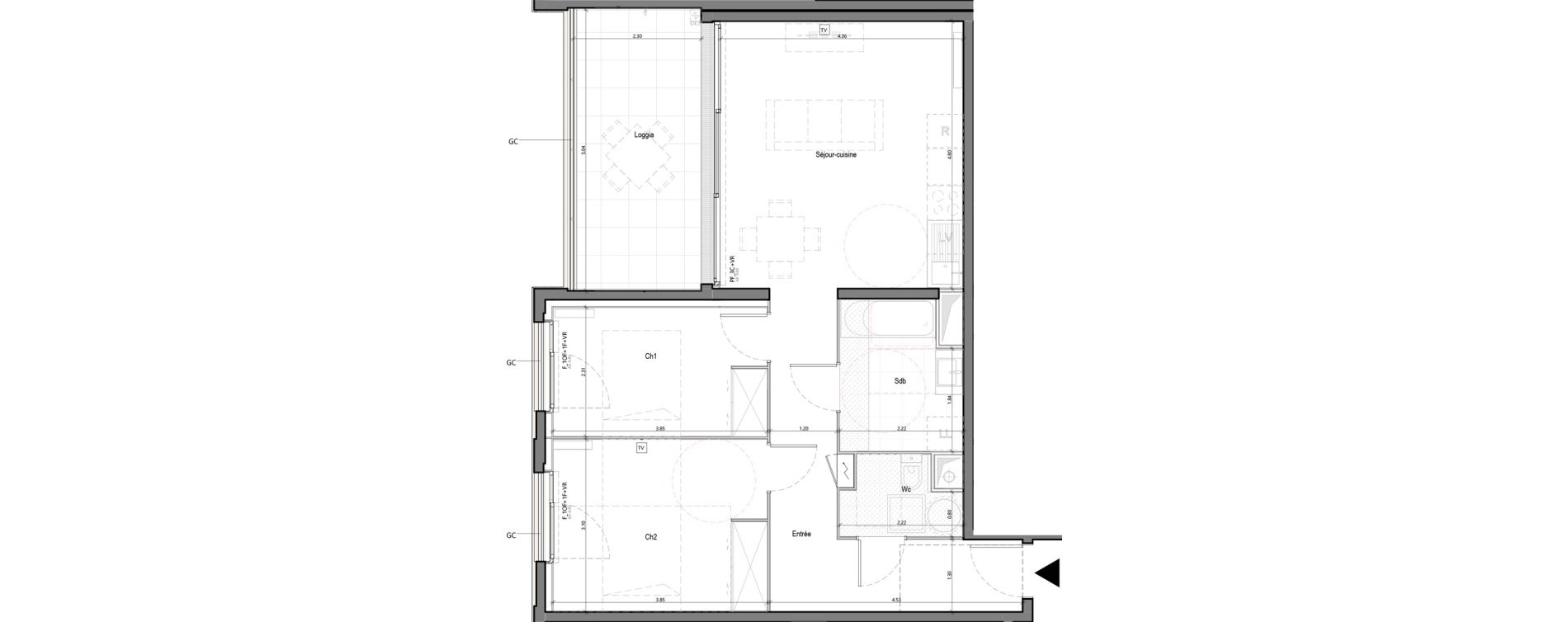 Appartement T3 de 61,38 m2 &agrave; Bruges Terrefort