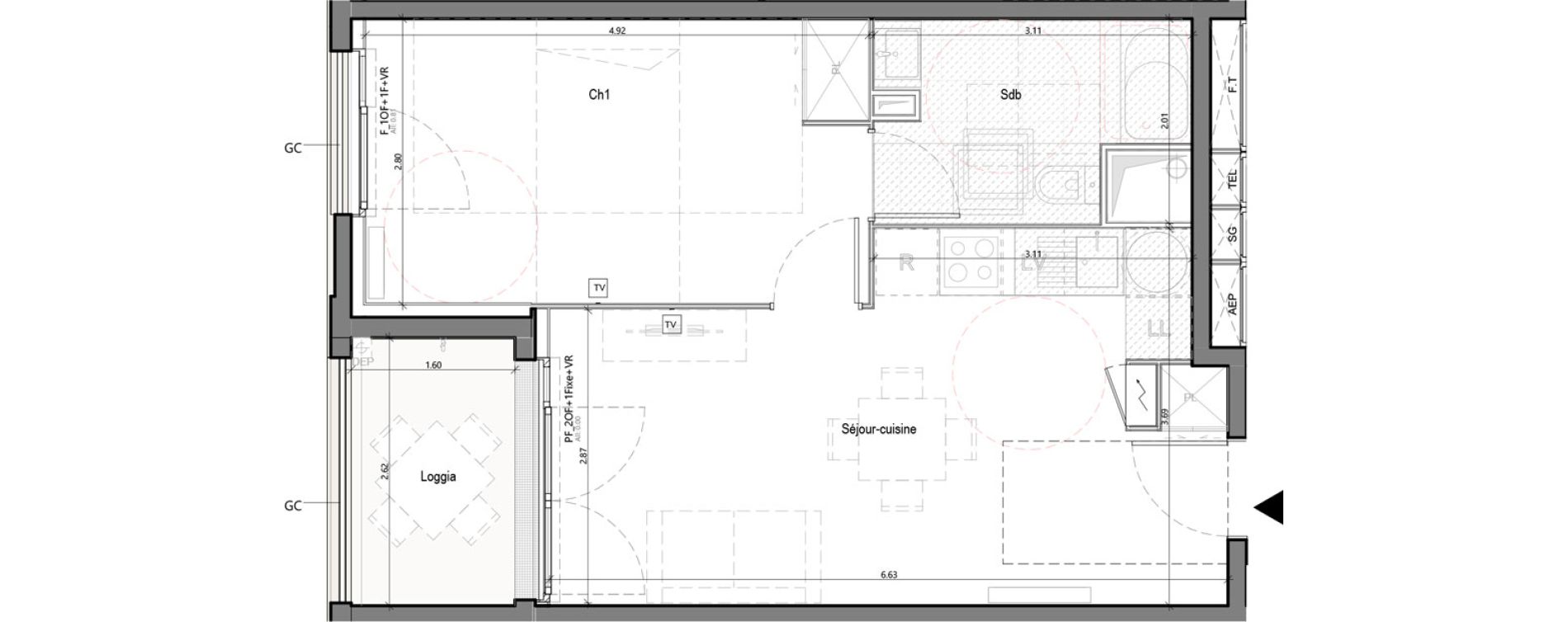 Appartement T2 de 40,29 m2 &agrave; Bruges Terrefort