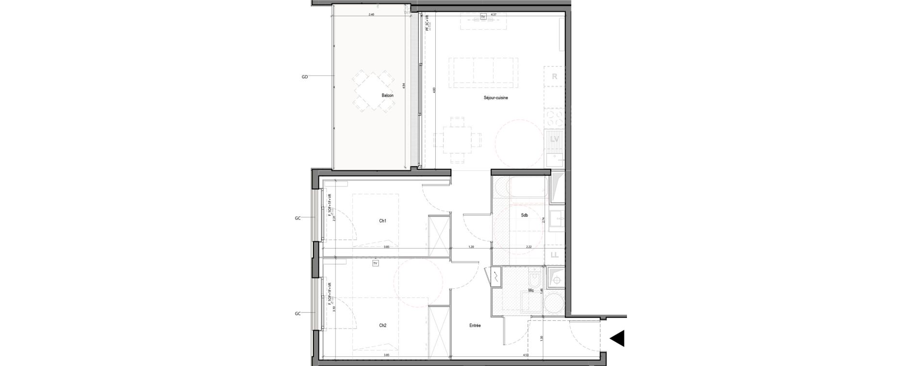 Appartement T3 de 61,38 m2 &agrave; Bruges Terrefort