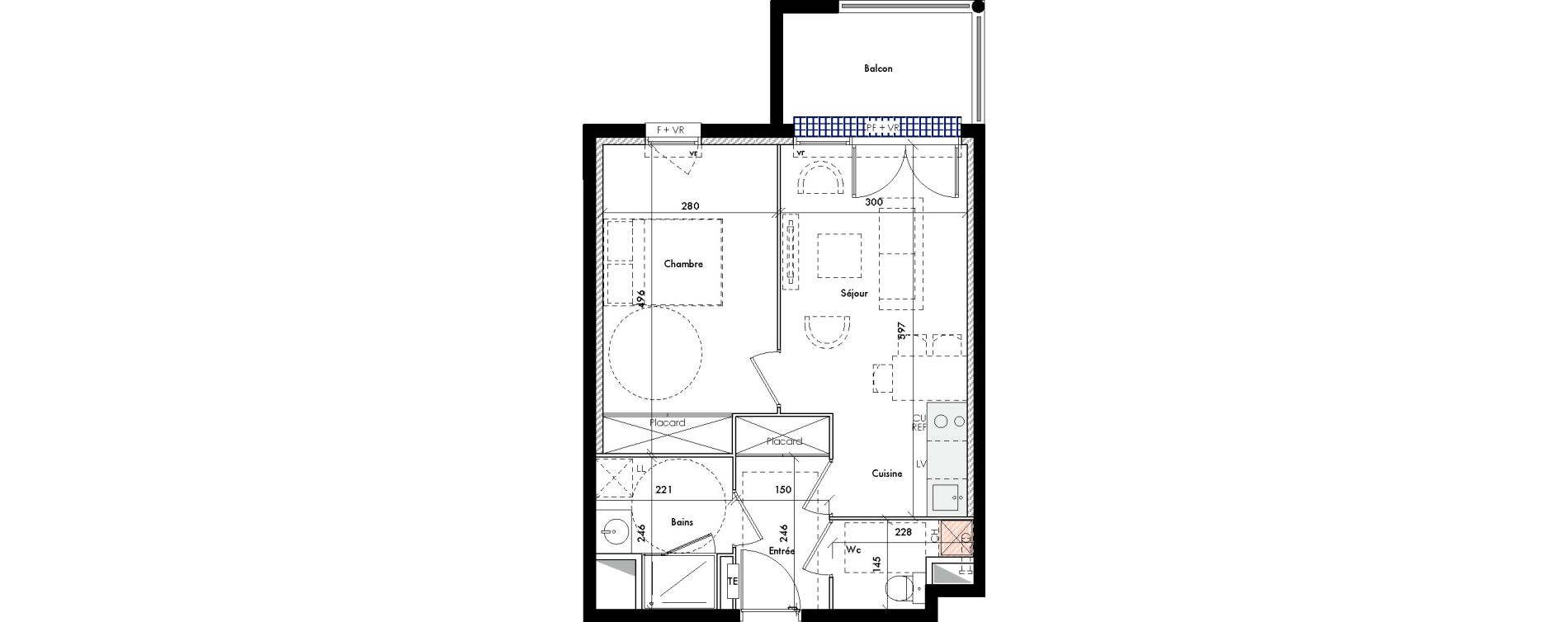 Appartement T2 de 41,74 m2 &agrave; Bruges Ausone