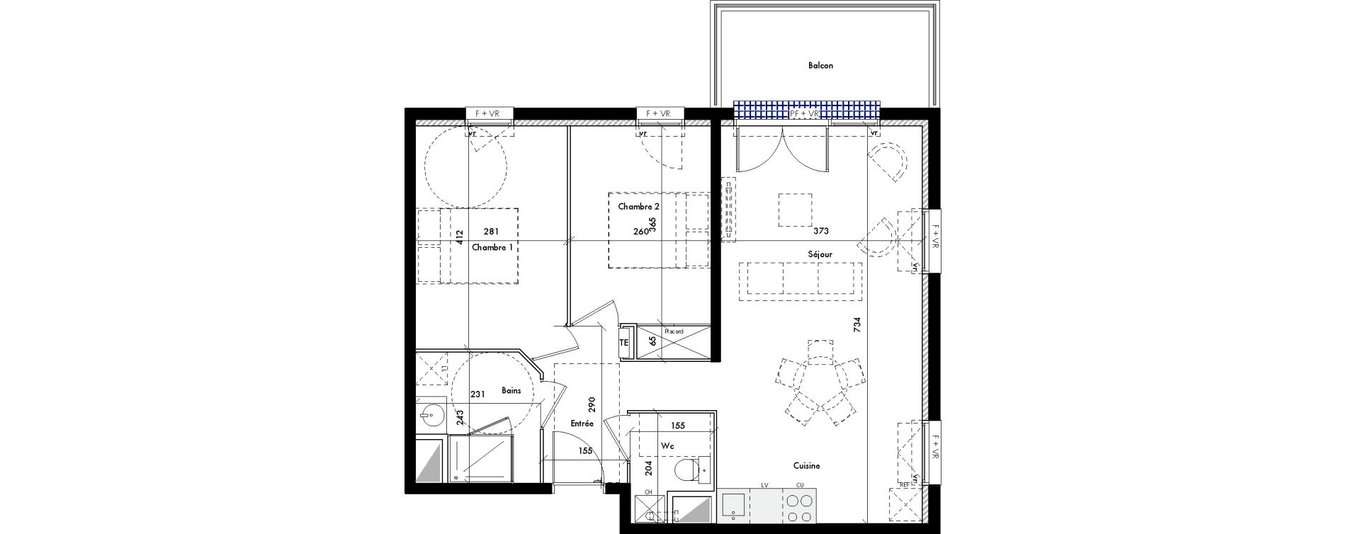 Appartement T3 de 62,89 m2 &agrave; Bruges Ausone
