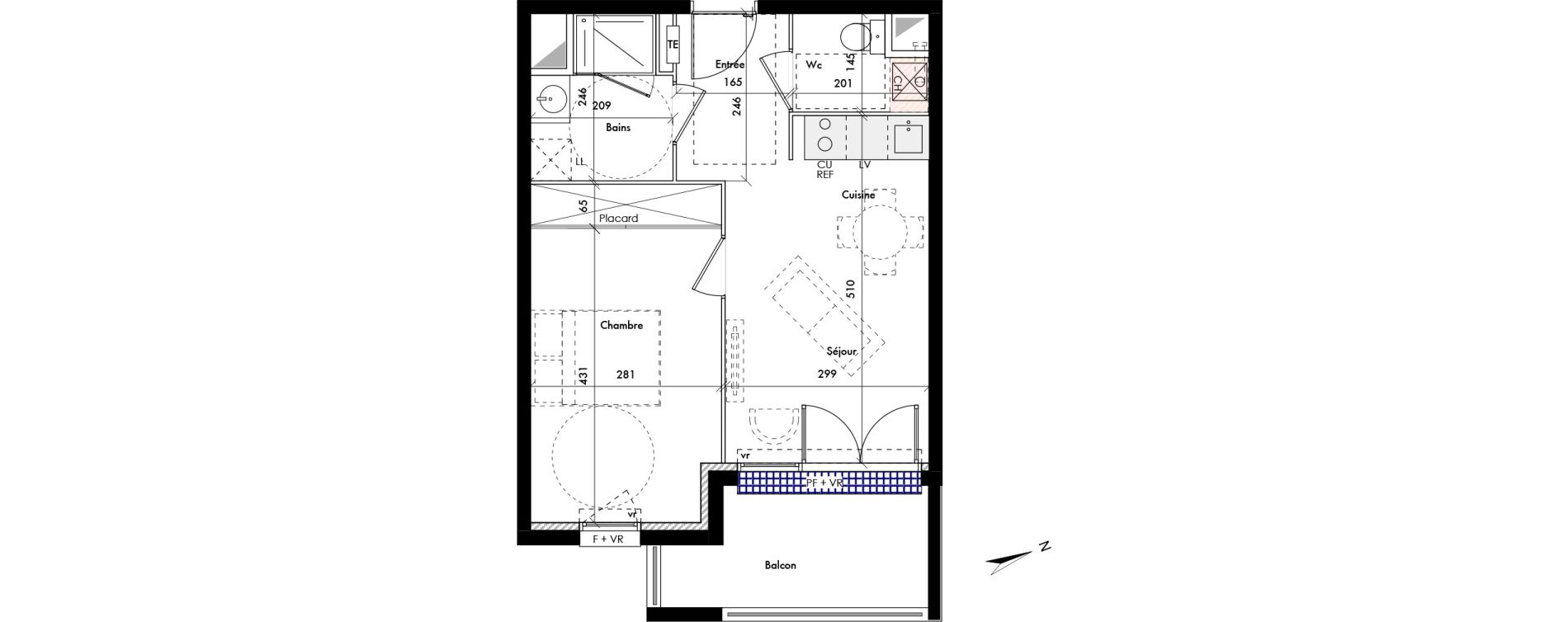 Appartement T2 de 38,88 m2 &agrave; Bruges Ausone