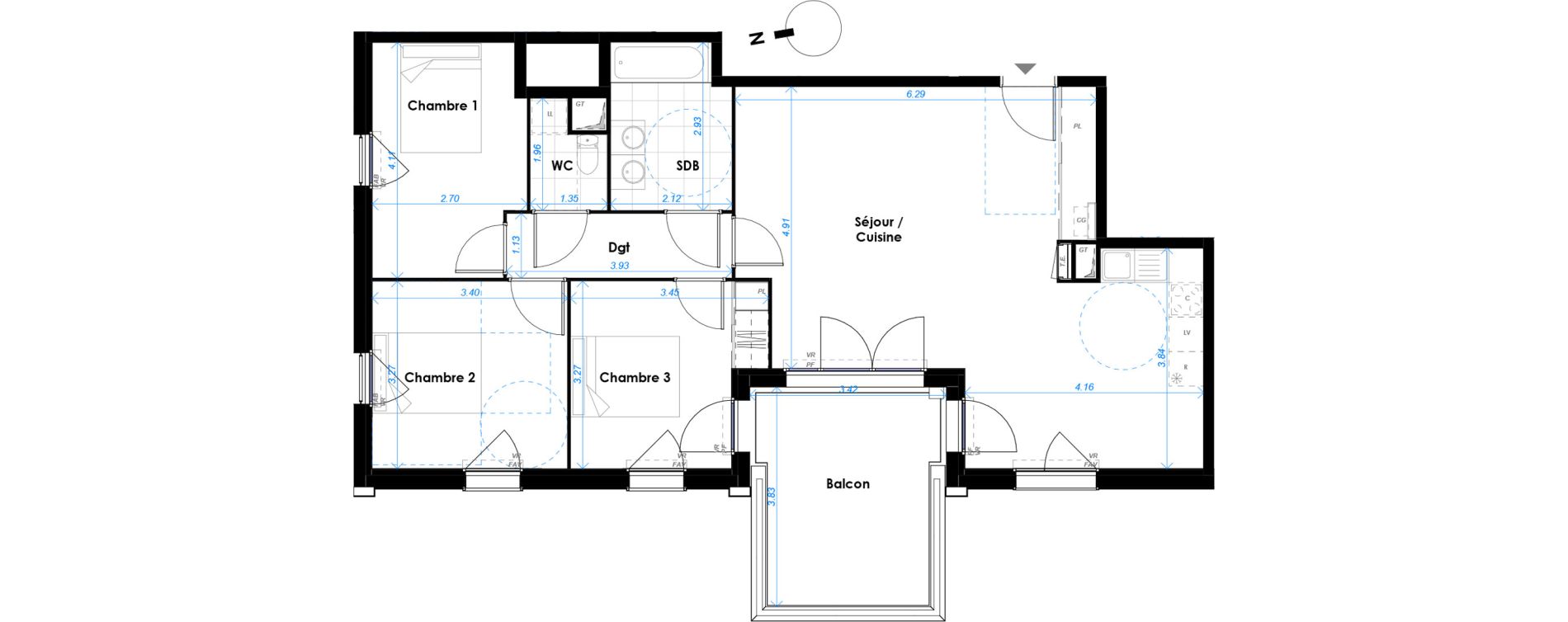 Appartement T4 de 84,60 m2 &agrave; Bruges Tour de gassies - treulon