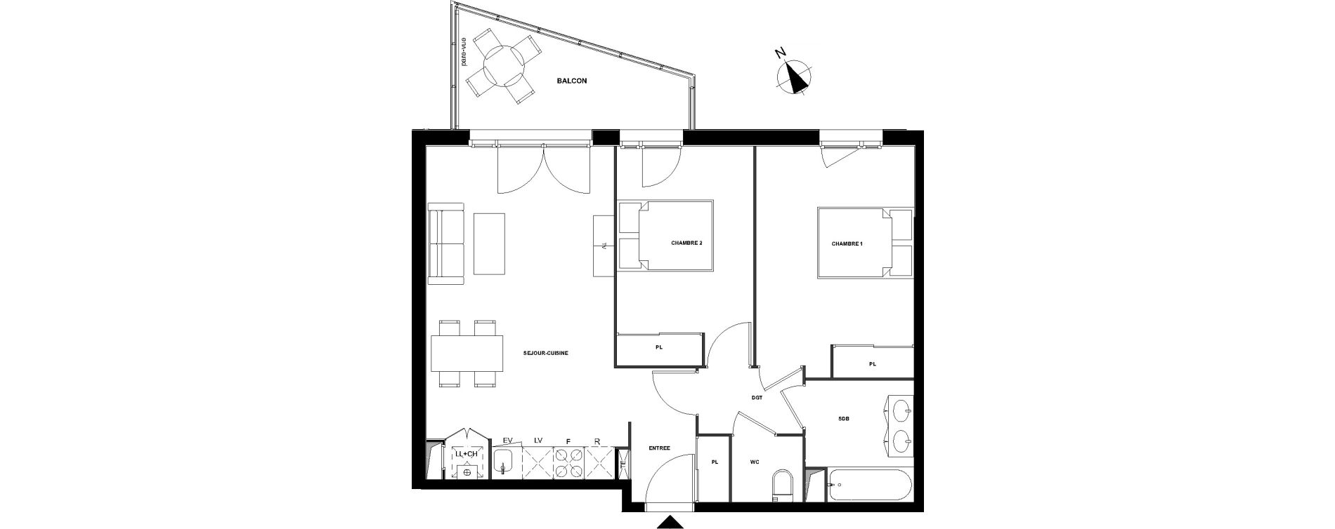 Appartement T3 de 62,88 m2 &agrave; Bruges Centre