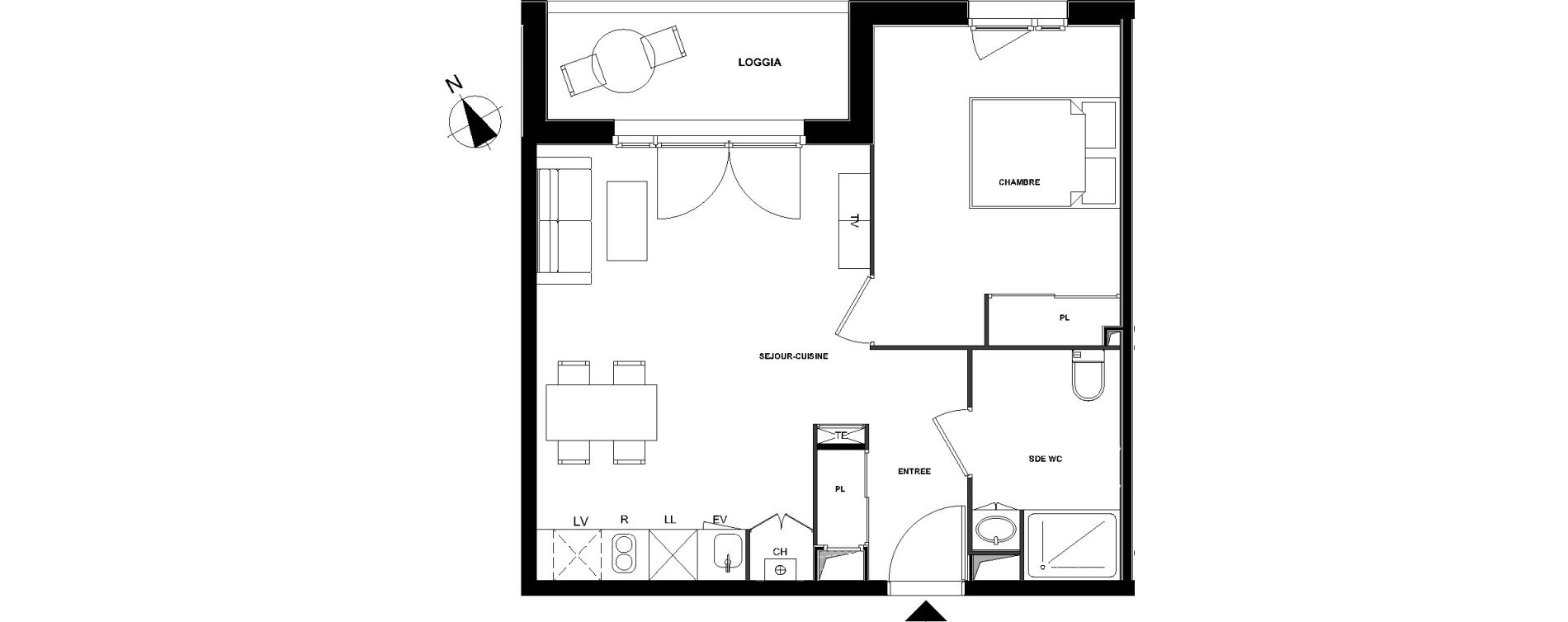 Appartement T2 de 43,60 m2 &agrave; Bruges Centre