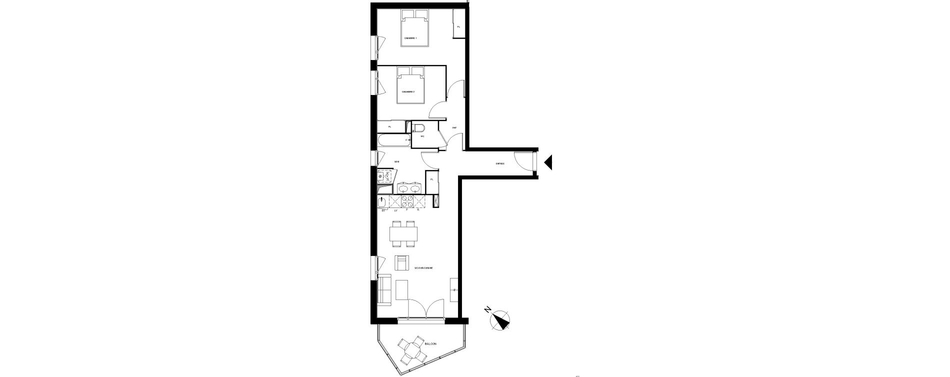 Appartement T3 de 69,20 m2 &agrave; Bruges Centre