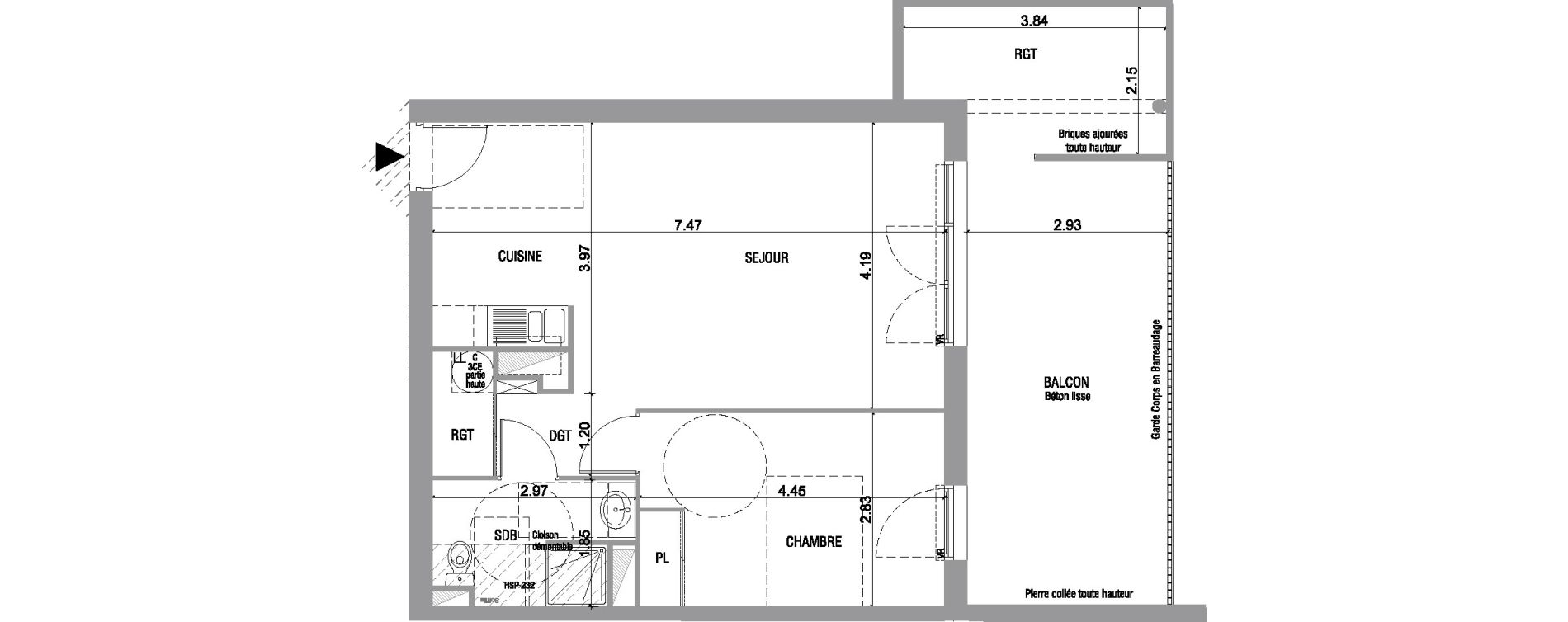 Appartement T2 de 49,70 m2 &agrave; Bruges Le tasta