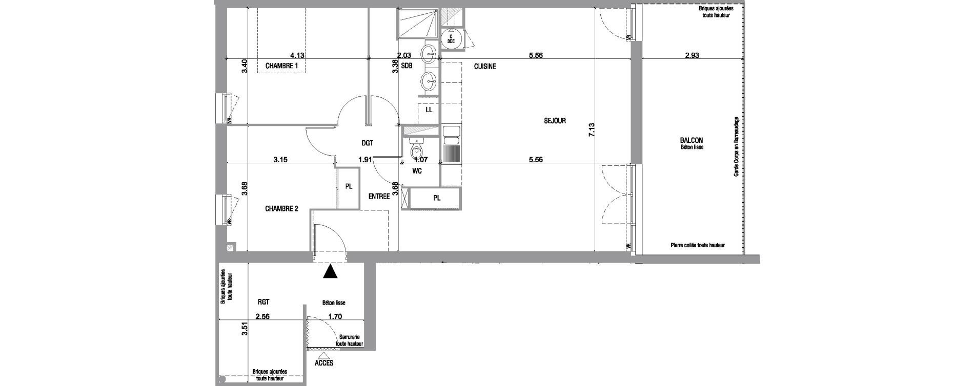 Appartement T3 de 81,95 m2 &agrave; Bruges Le tasta