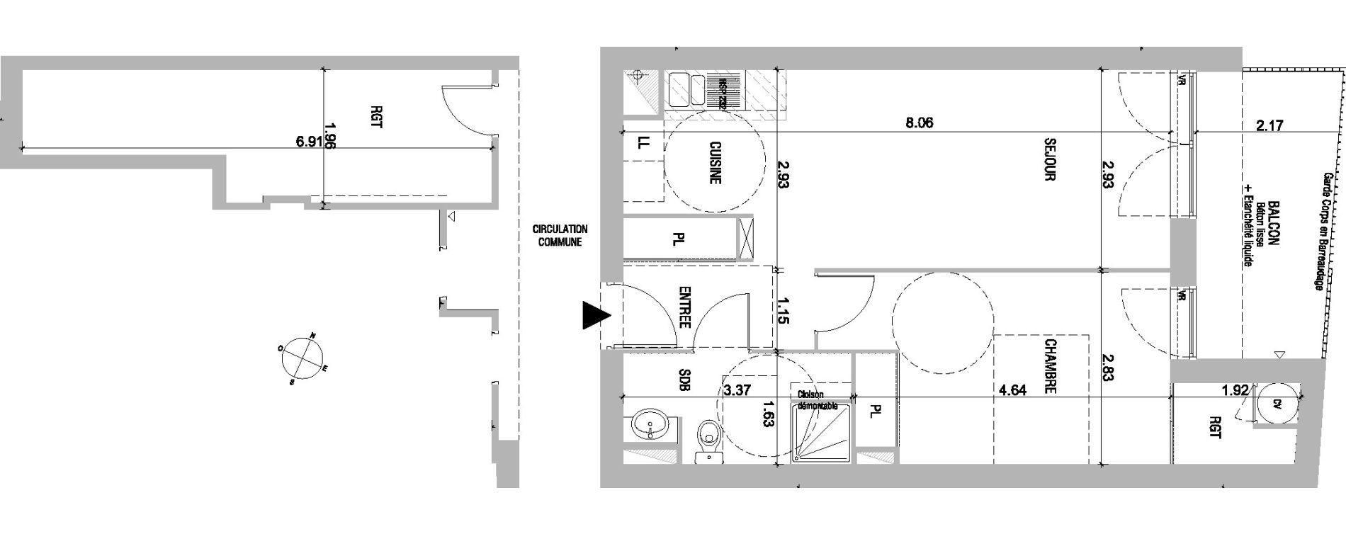 Appartement T2 de 47,40 m2 &agrave; Bruges Le tasta