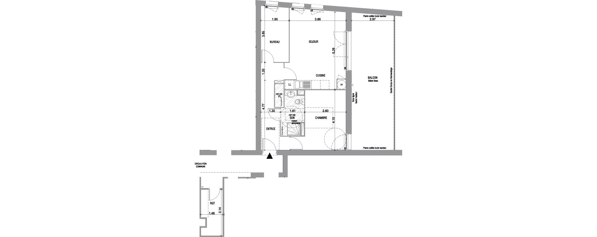 Appartement T2 de 54,25 m2 &agrave; Bruges Le tasta