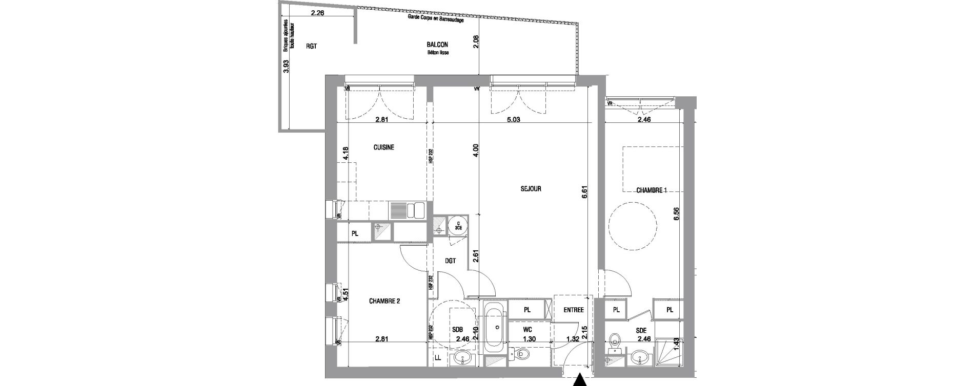 Appartement T3 de 88,15 m2 &agrave; Bruges Le tasta