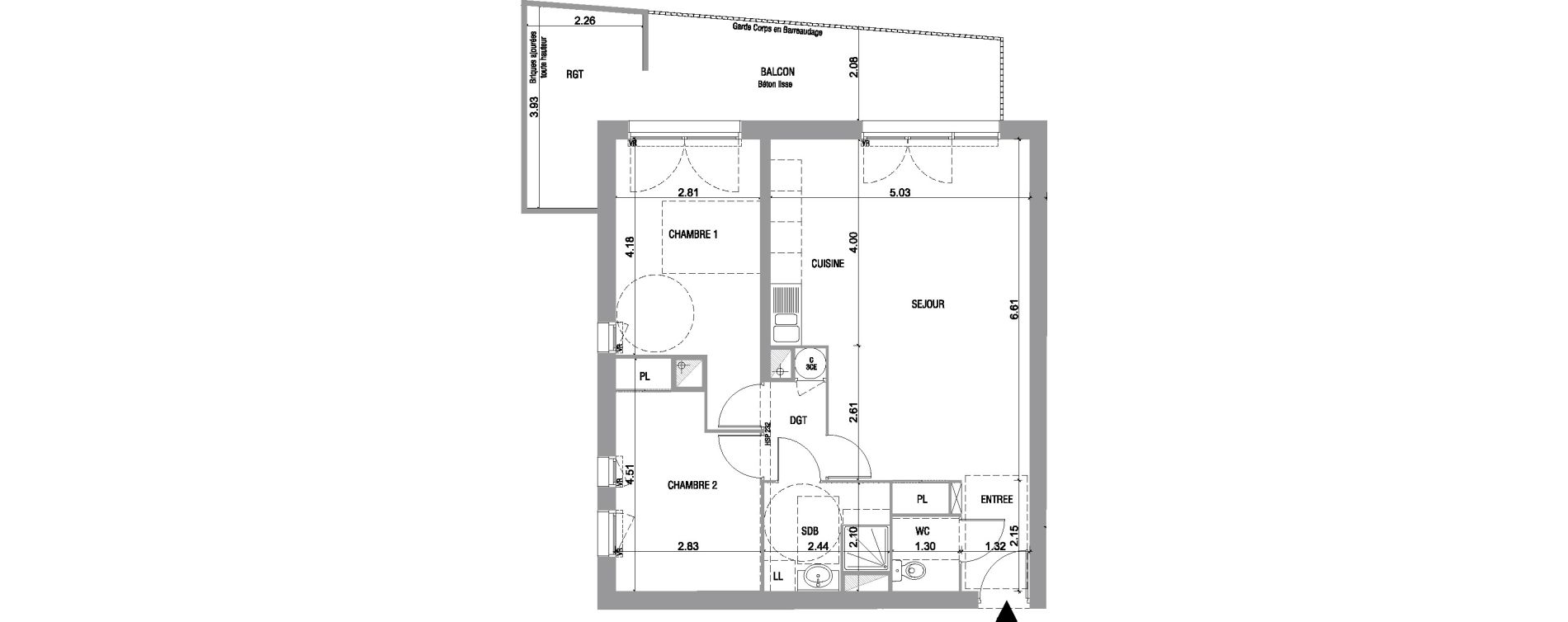 Appartement T3 de 67,25 m2 &agrave; Bruges Le tasta