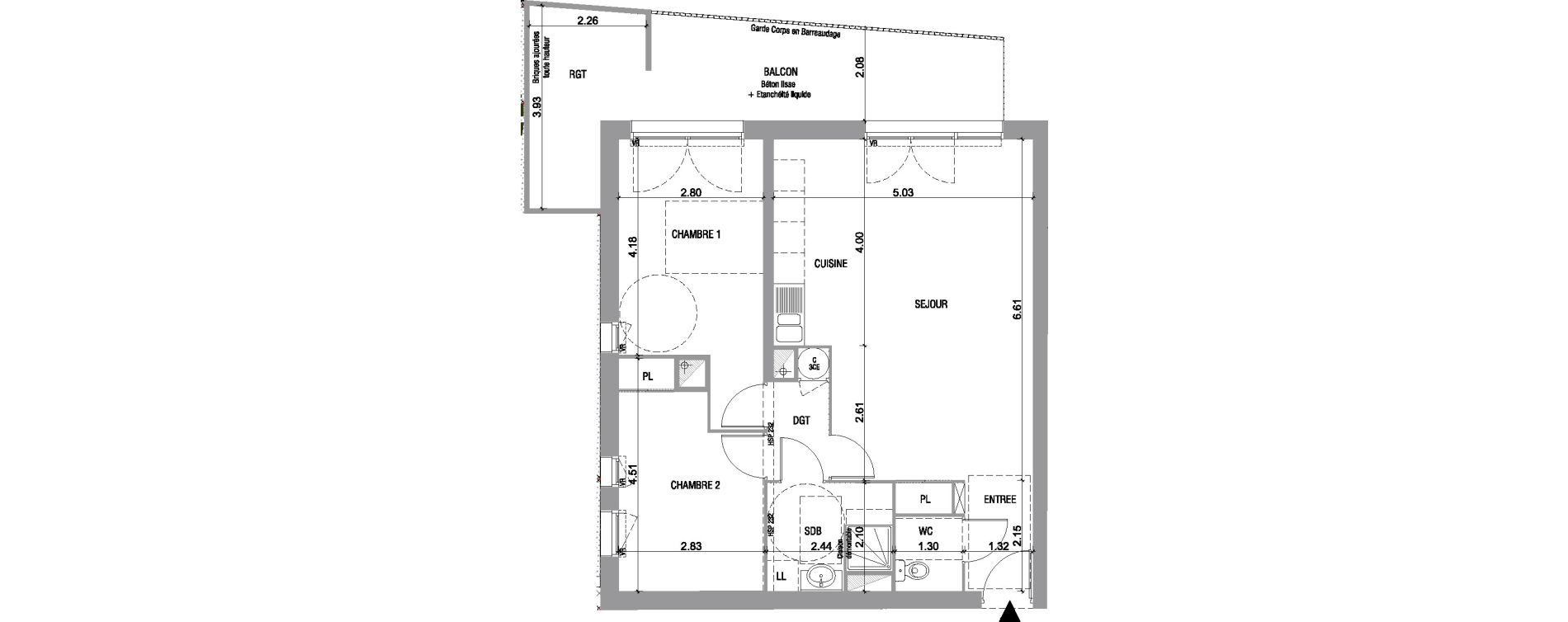 Appartement T3 de 67,25 m2 &agrave; Bruges Le tasta