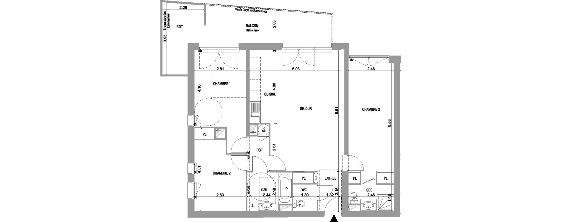 Appartement T4 de 86,50 m2 &agrave; Bruges Le tasta