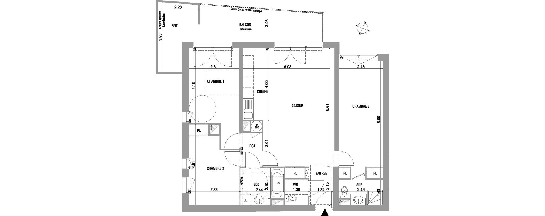Appartement T4 de 86,50 m2 &agrave; Bruges Le tasta