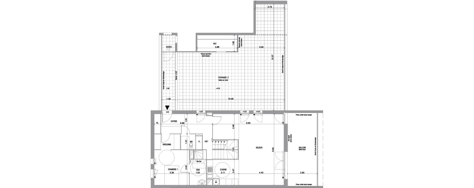 Duplex T5 de 129,65 m2 &agrave; Bruges Le tasta