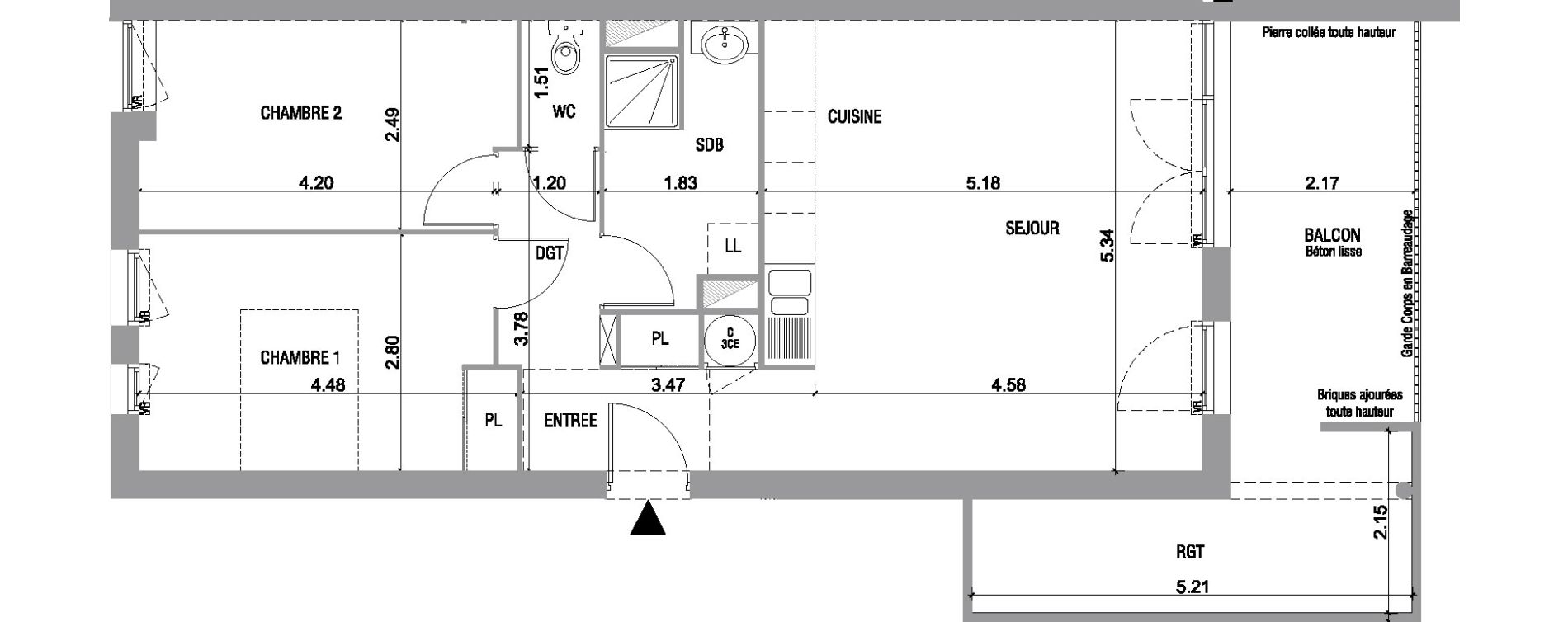 Appartement T3 de 64,80 m2 &agrave; Bruges Le tasta