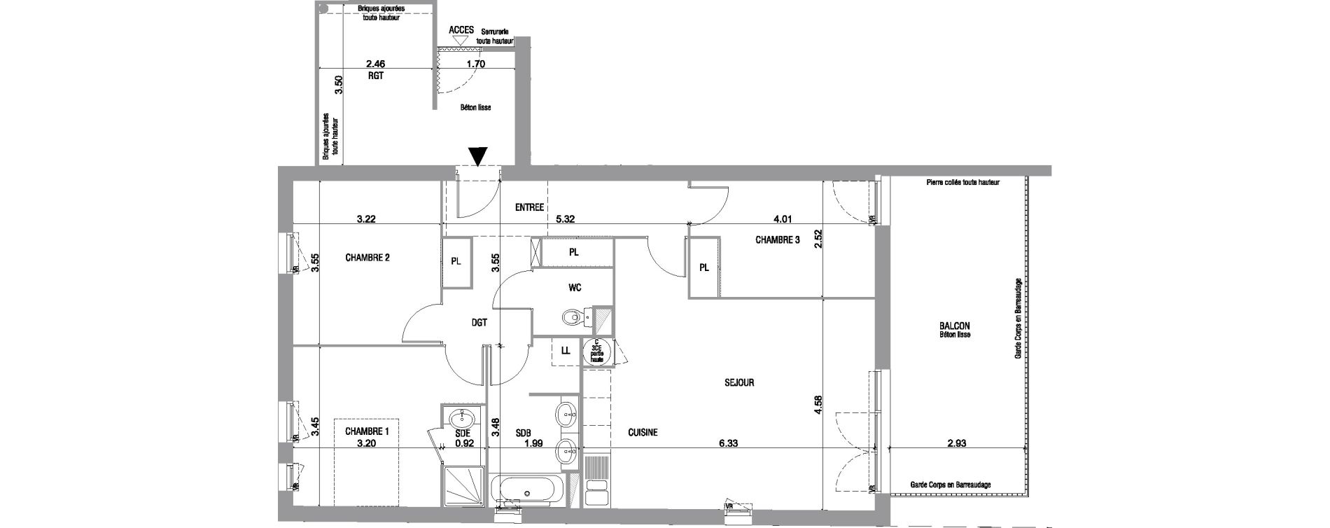 Appartement T4 de 87,00 m2 &agrave; Bruges Le tasta