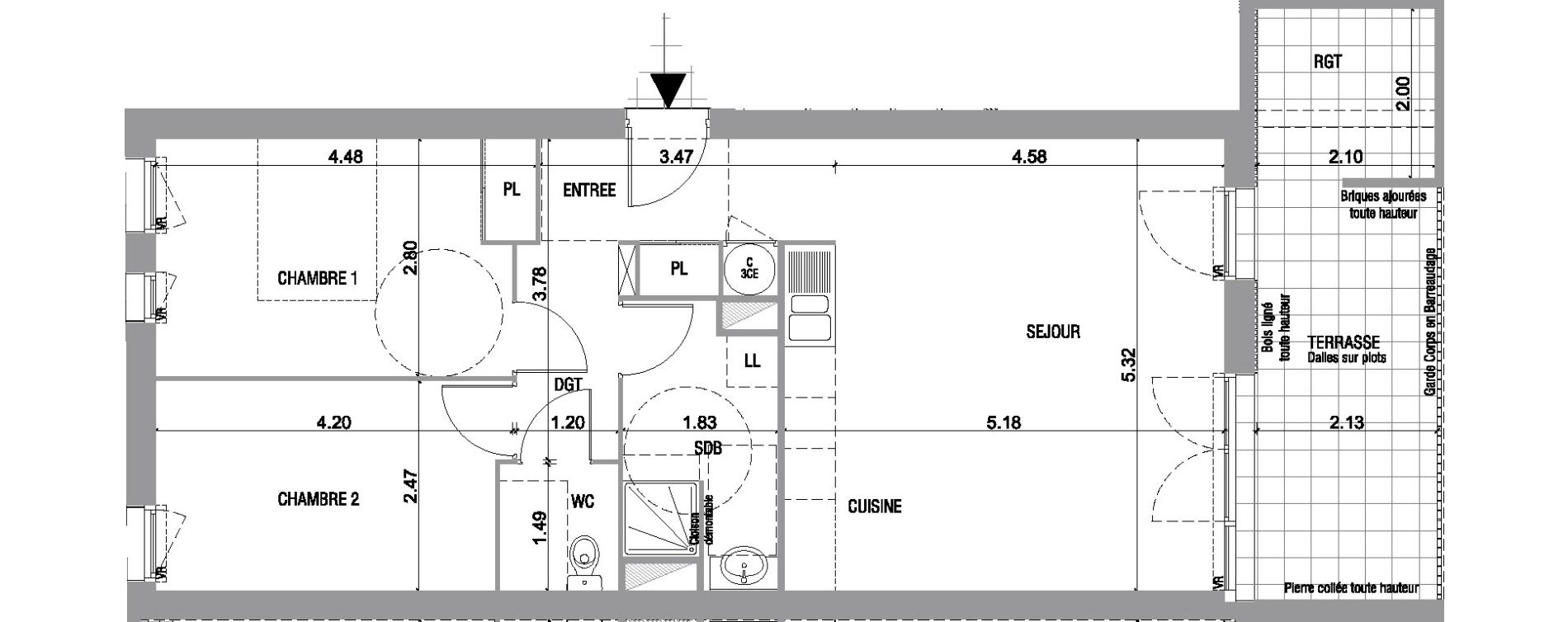 Appartement T3 de 64,95 m2 &agrave; Bruges Le tasta