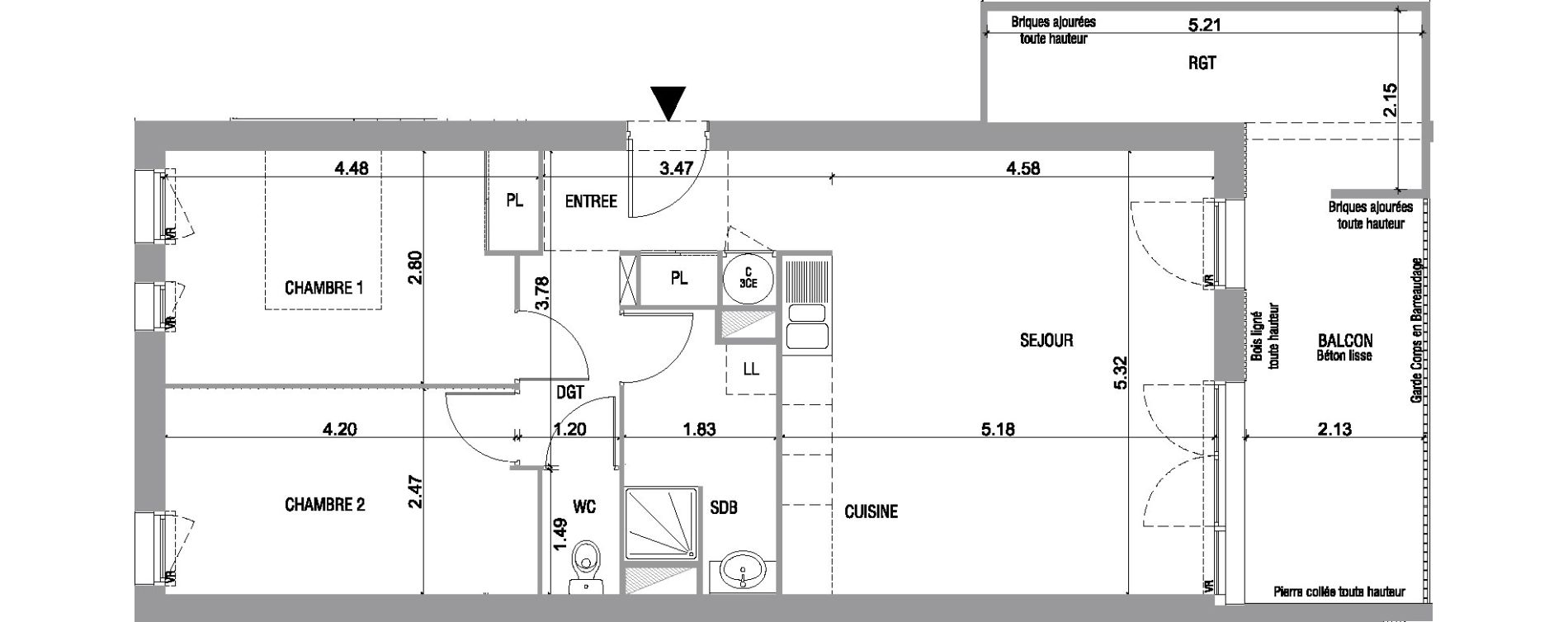 Appartement T3 de 64,95 m2 &agrave; Bruges Le tasta