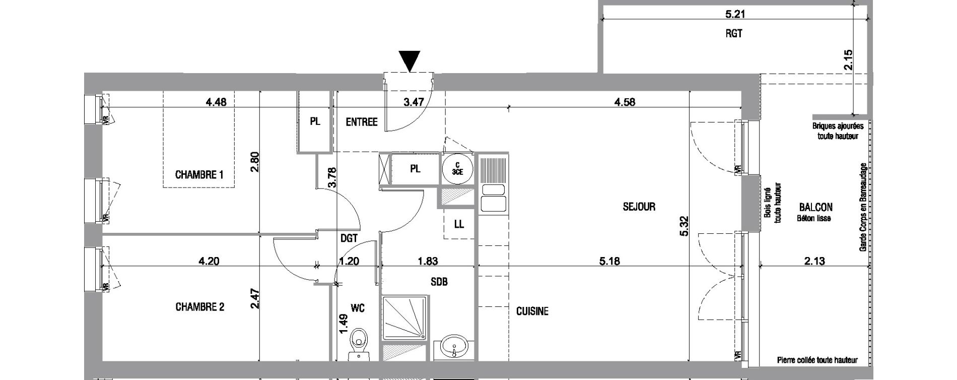 Appartement T3 de 64,90 m2 &agrave; Bruges Le tasta