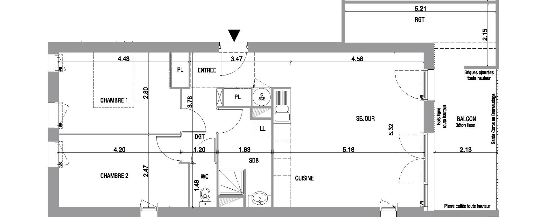 Appartement T3 de 64,90 m2 &agrave; Bruges Le tasta