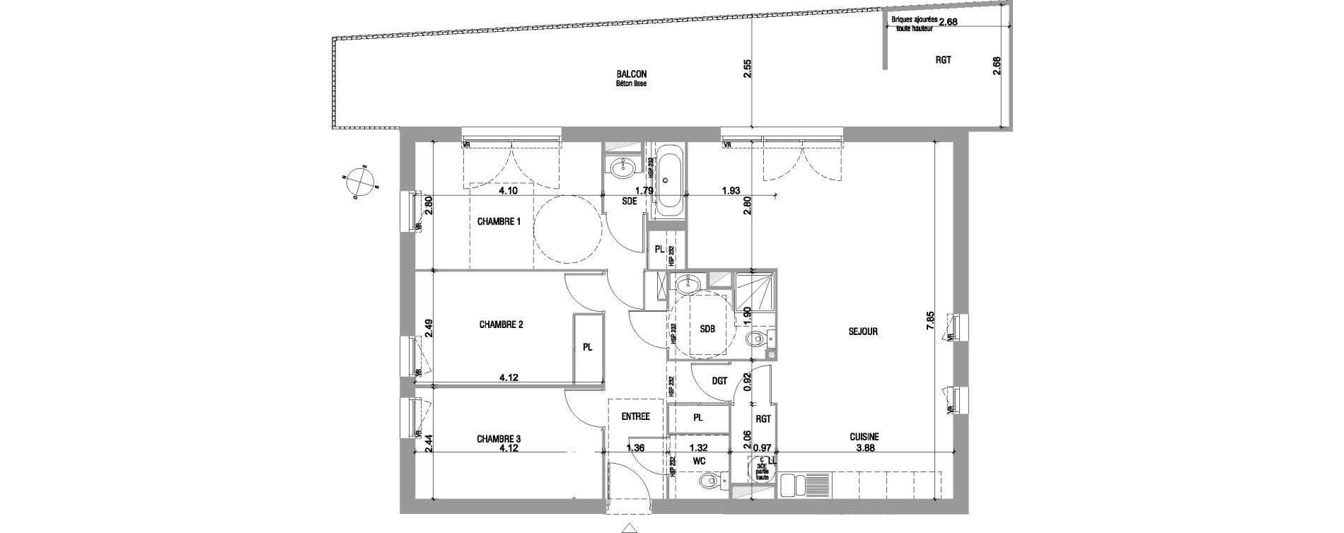 Appartement T4 de 89,35 m2 &agrave; Bruges Le tasta