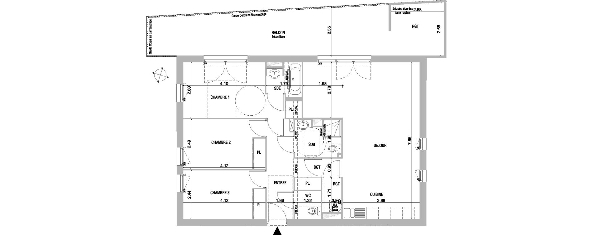 Appartement T4 de 89,50 m2 &agrave; Bruges Le tasta