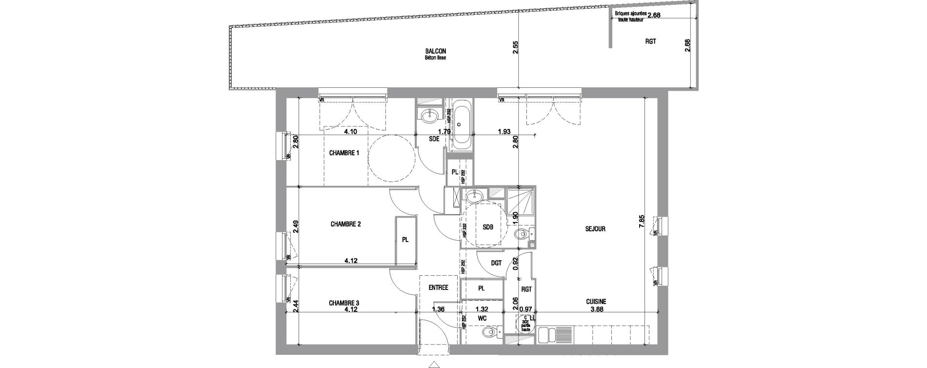 Appartement T4 de 89,50 m2 &agrave; Bruges Le tasta