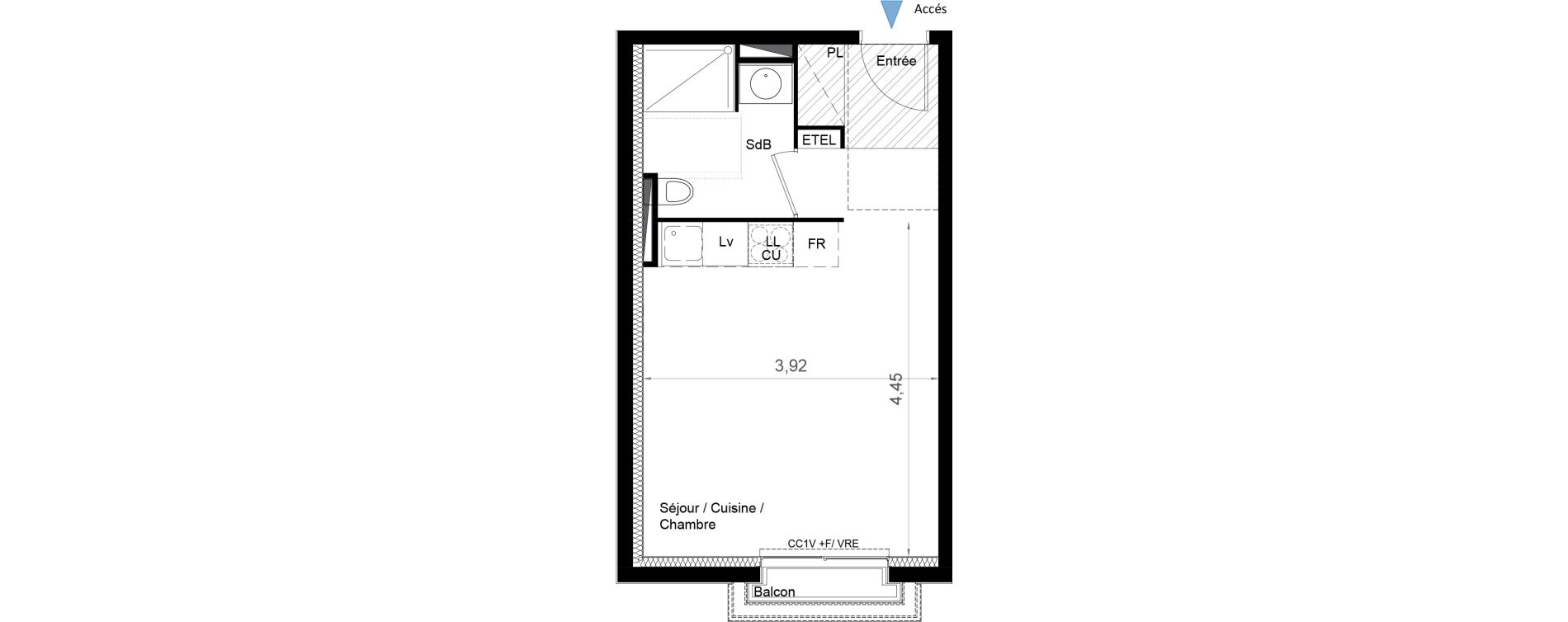 Appartement T1 de 25,79 m2 &agrave; Bruges Ausone