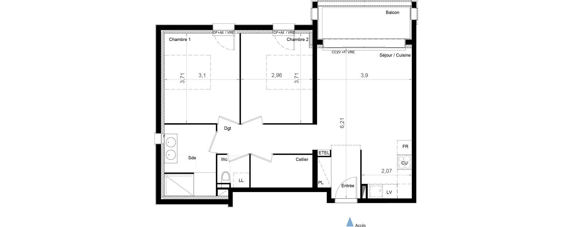 Appartement T3 de 62,08 m2 &agrave; Bruges Ausone